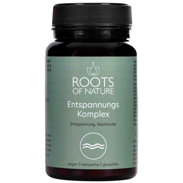 ROOTS OF NATURE Entspannungskomplex Kapseln (60 Stk.) – Kräuterextrakte, Mikronährstoffe, Vitamine, pflanzliches Nahrungsergänzungsmittel, vegan