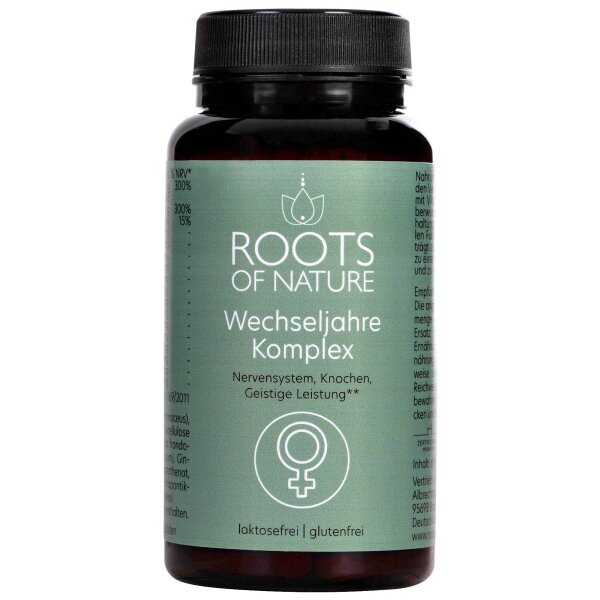 ROOTS OF NATURE Menopause Complex Medicinal Mushroom Complex Capsules (60 pcs) – Hericium, Reishi, Maitake, sage, ginseng, vitamins, plant-based food supplement