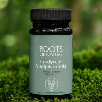 ROOTS OF NATURE Cordyceps Extrakt Kapseln (60 Stk.) – Cordyceps, Vitamin C, pflanzliches Nahrungsergänzungsmittel, vegan